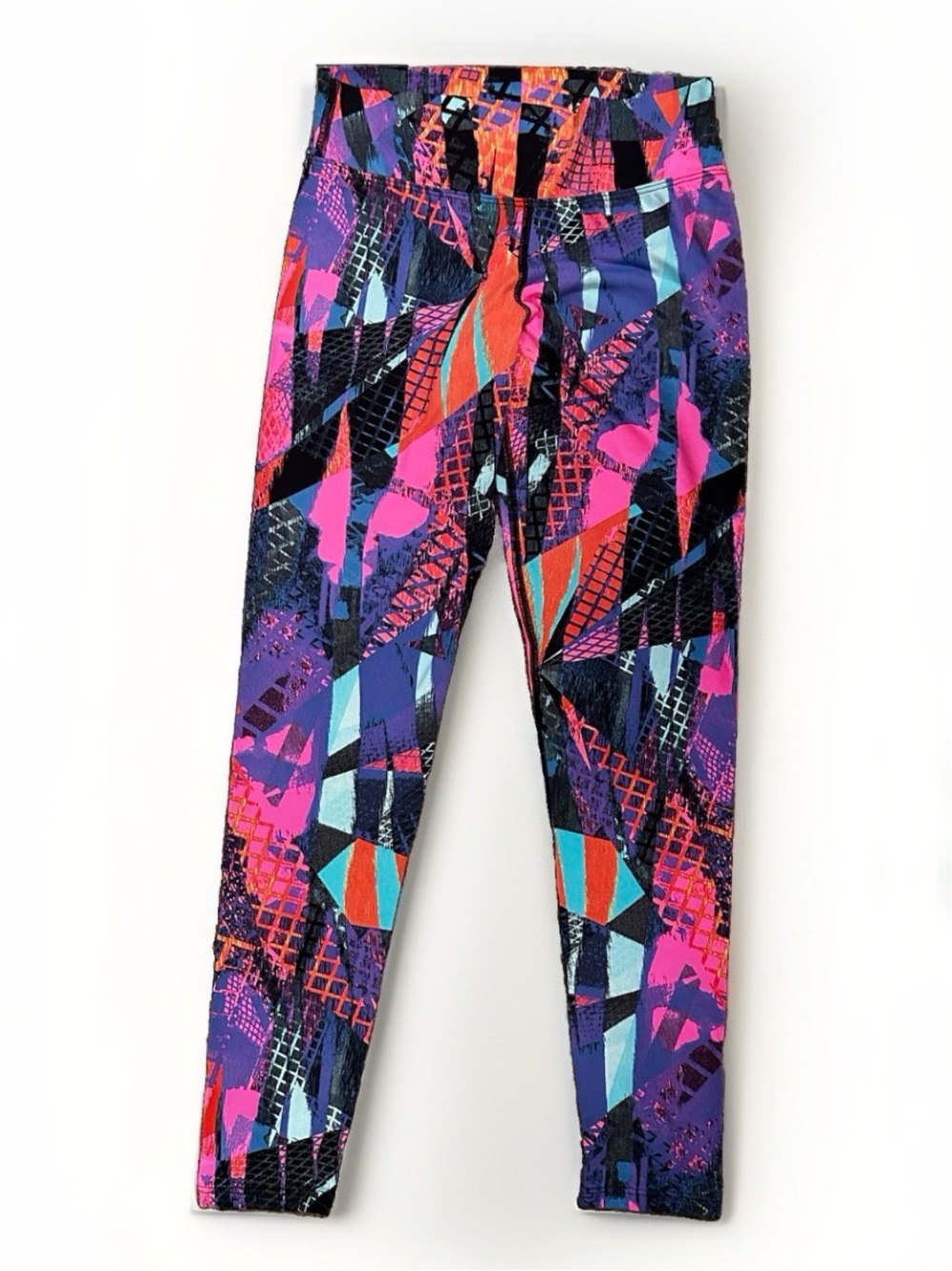 Dona Jo Women’s Performance Leggings Vibrant Geometric Abstract Print Yoga SZ 1